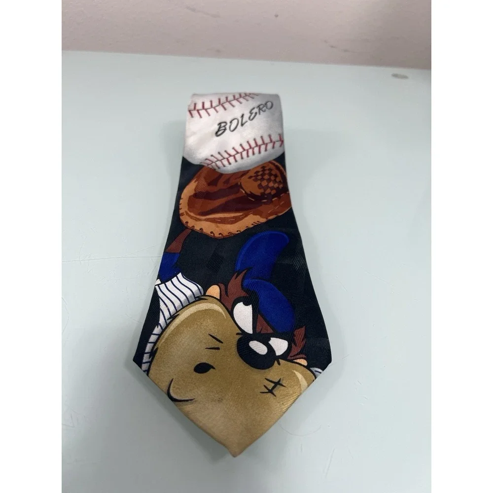 Vintage Men's‎ Looney Tunes Taz Baseball Tie 1996 Warner Bros Cartoon Necktie
